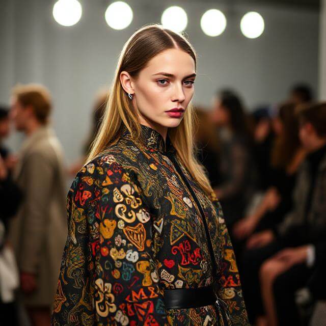 Model backstage preparing for a show
