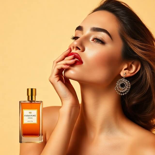 Main campaign shot for a luxury fragrance