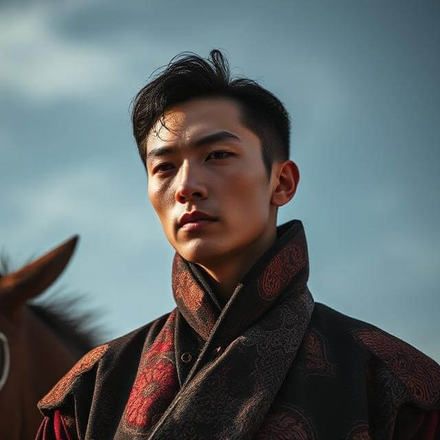 Model Leo Chen in the Aethelred campaign
